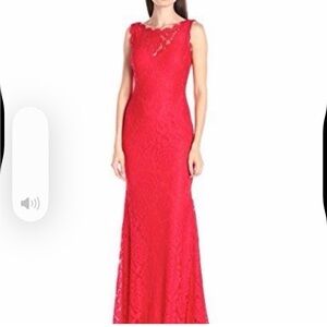 NEW Betsy & Adam Red Lace Mermaid Open Back Formal Gown Size 6